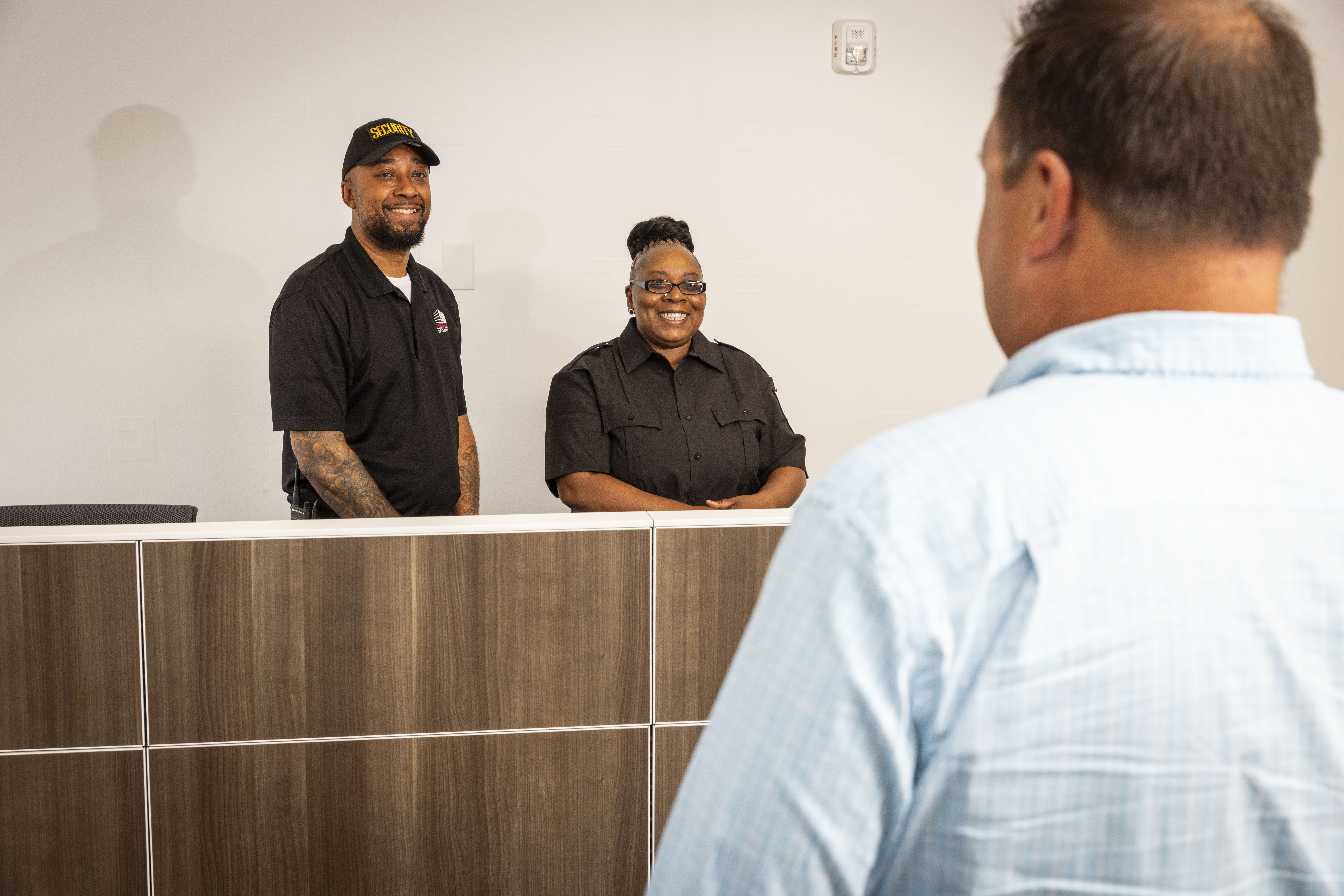 security guards at recpetion desk