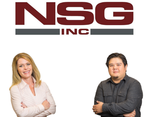 NSG logo and two managers