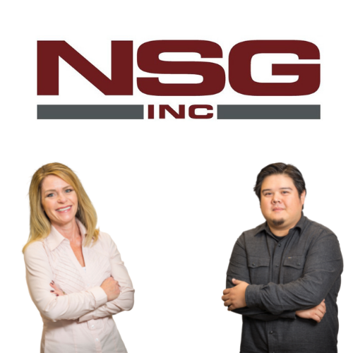 NSG logo and two managers