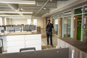 Security guard making rounds