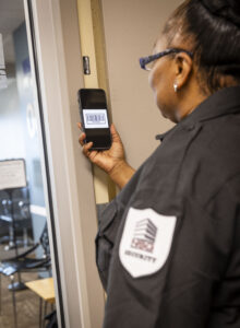 Security Guard scanning patrol checkpoint