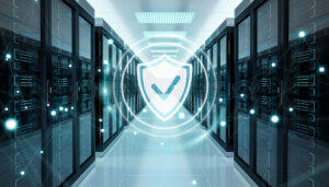 Data Center Isle with a shield and checkmark icon edited over the middle